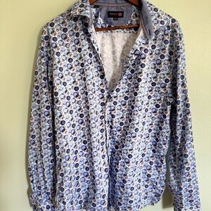 Modern Blue Patterned Shirt Jacket